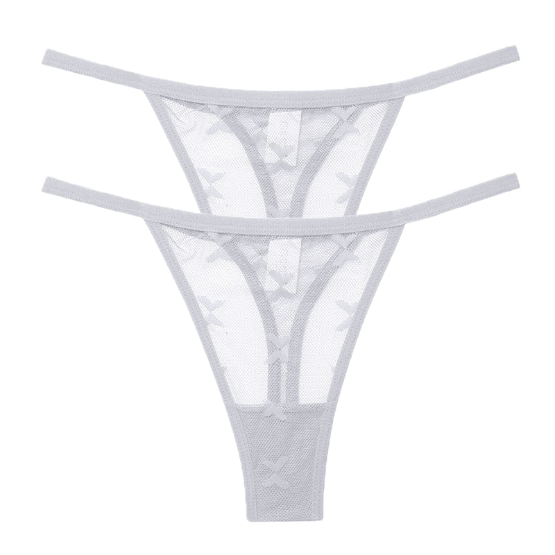 Two-pack mesh G-string panties for women, transparent seamless thong underwear from The Clothing Company Sydney.