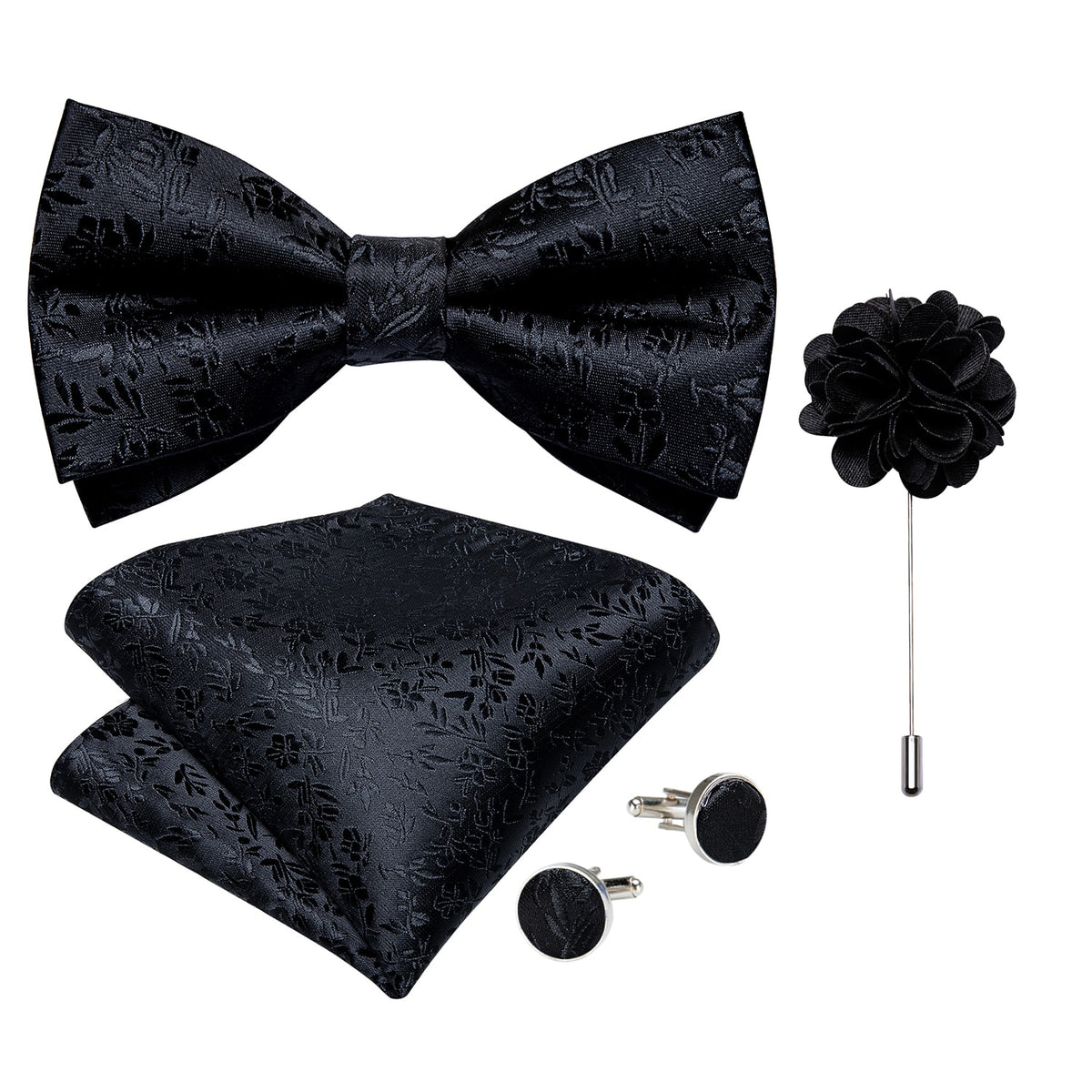 Classic red pre-tied wedding bow tie for men with cufflinks and corsage set, made of silk, by The Clothing Company Sydney.