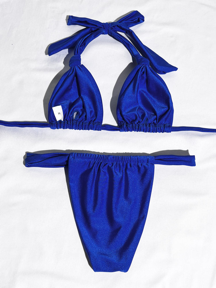 Pleated Bikinis Swimsuit Triangle Bikini Set Swimwear Halter Bathing Suits Bandage Beachwear The Clothing Company Sydney