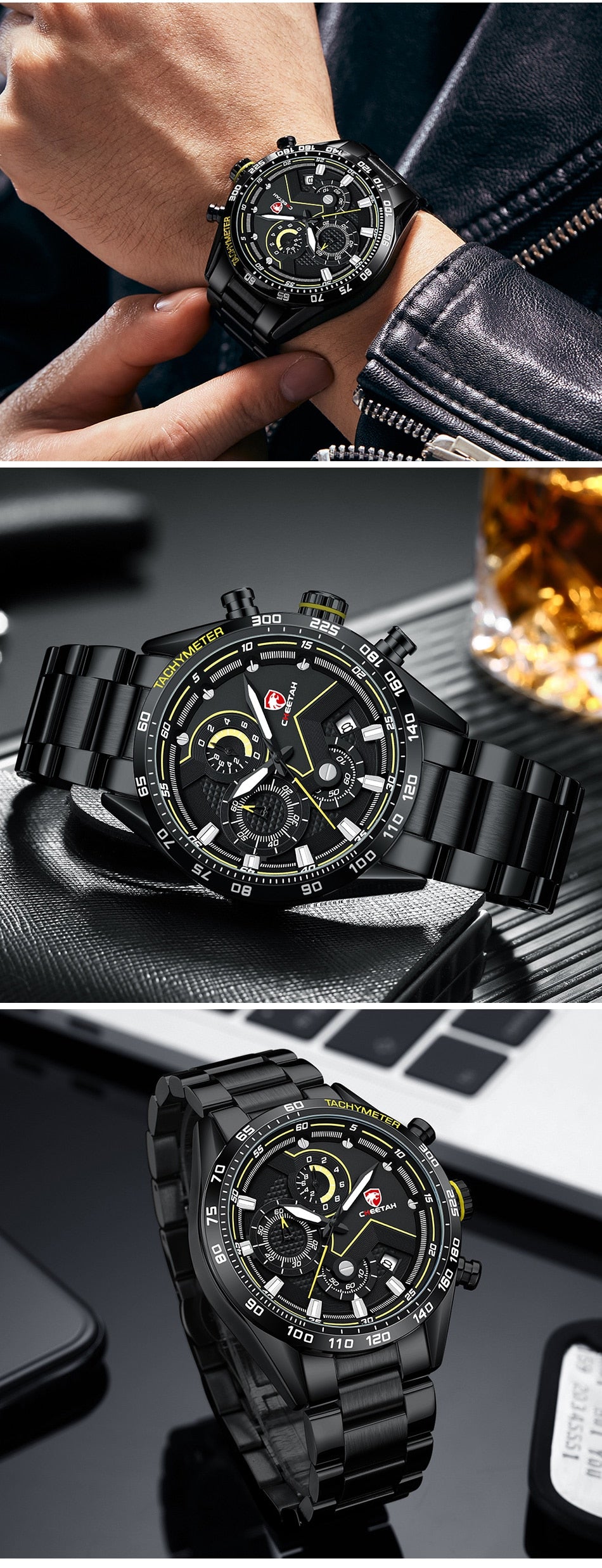 CHEETAH Men's Top Luxury Brand Stainless Steel Business Quartz Watches Chronograph Casual Sport Wrist Watches for Men The Clothing Company Sydney