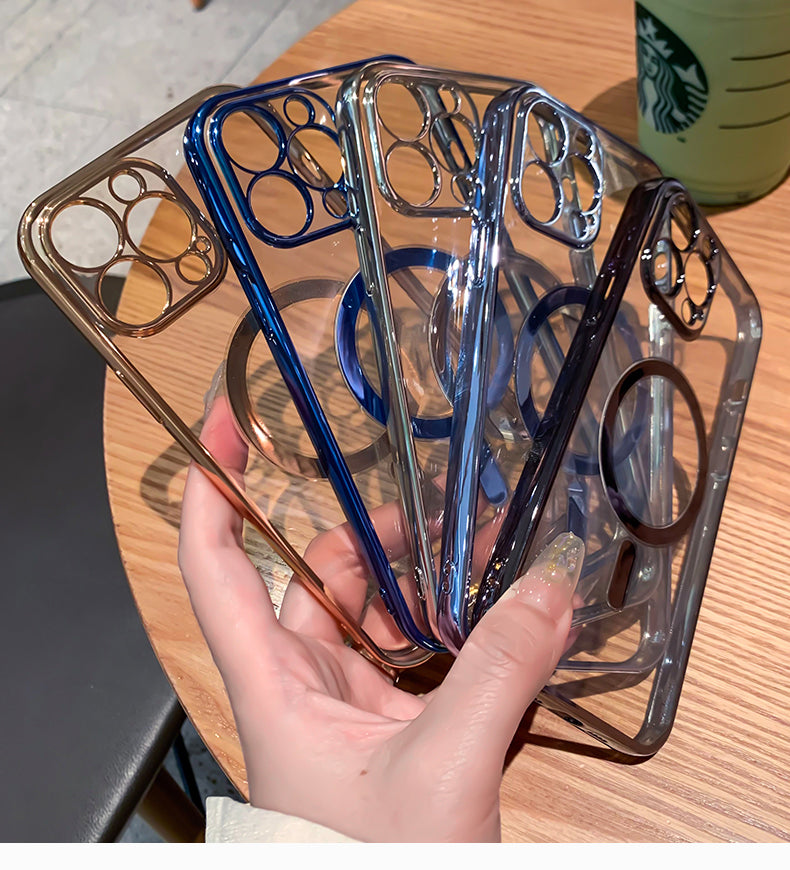 Luxury Plating Clear Magnetic For Magsafe Wireless Charge Case For iPhone 13 12 11 Pro Max X XR XS Plus Soft Silicone Cover The Clothing Company Sydney