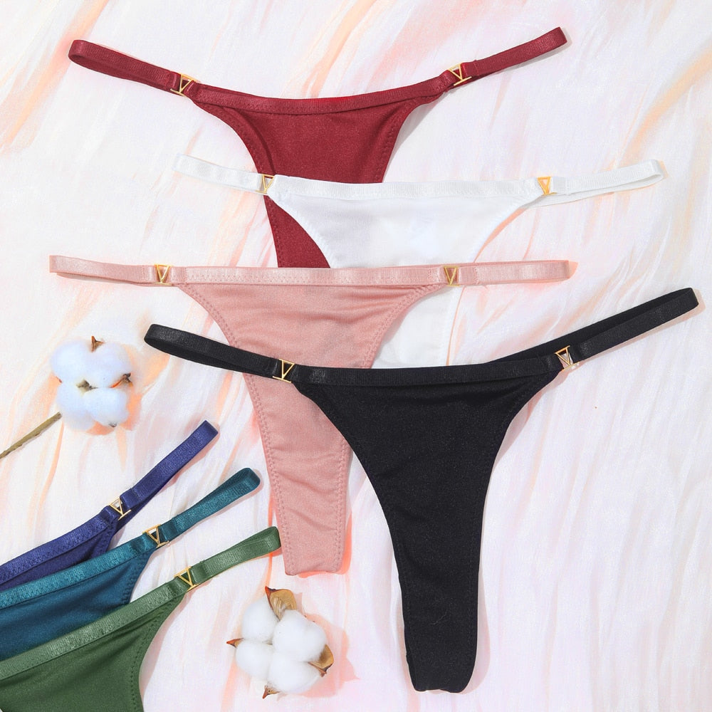 Three women's low waist cotton G-string thong panties in a pack, featuring comfortable lingerie by The Clothing Company Sydney.