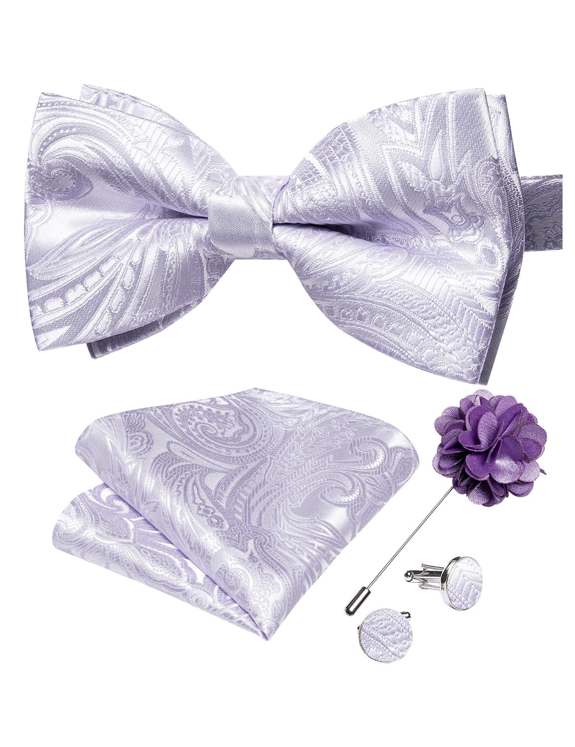 Classic red pre-tied wedding bow tie set with cufflinks and corsage, silk butterfly knot accessories for men by The Clothing Company Sydney