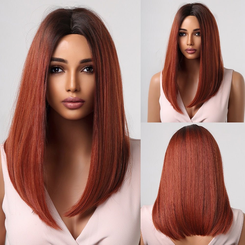 Blonde to brown ombre synthetic bob wig with bangs for women, heat-resistant cosplay and party accessory by The Clothing Company Sydney