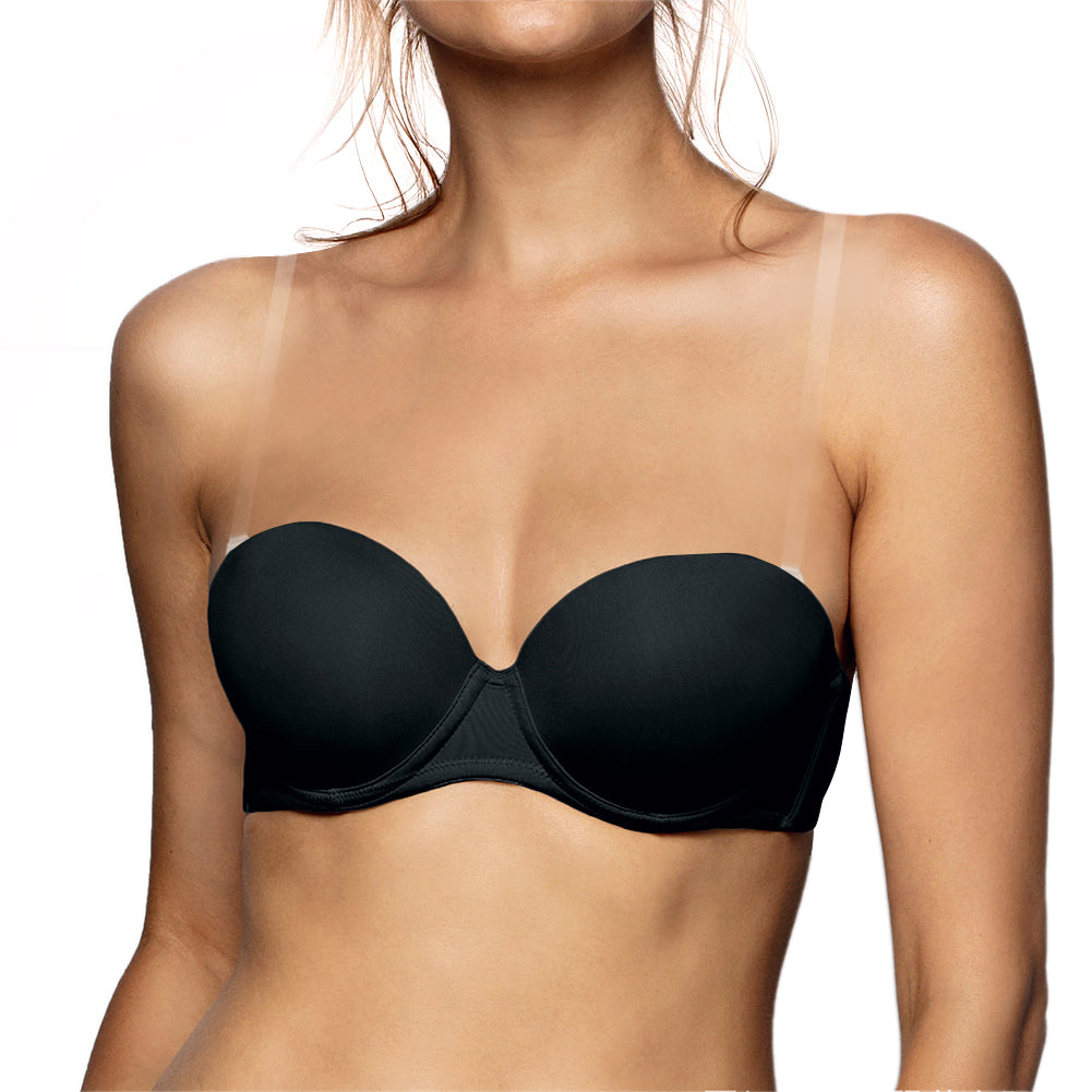 Seamless strapless bra by The Clothing Company Sydney, 1/2 cup lace-free lingerie with detachable shoulder straps and invisible design.