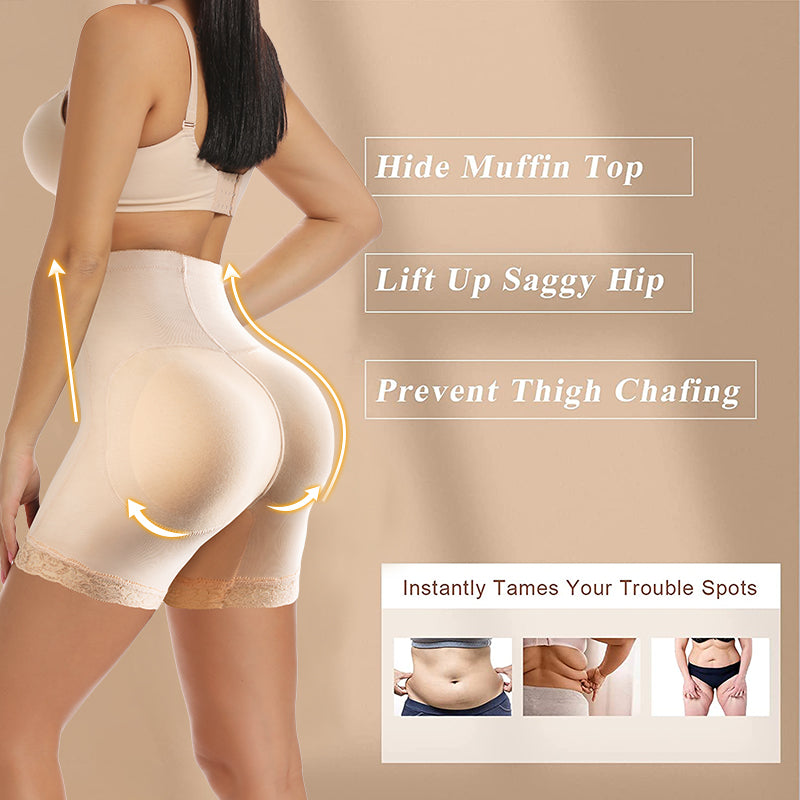 Women's high-waist butt lifter shapewear with padded hips and seamless push-up design, Boyshort style from The Clothing Company Sydney.