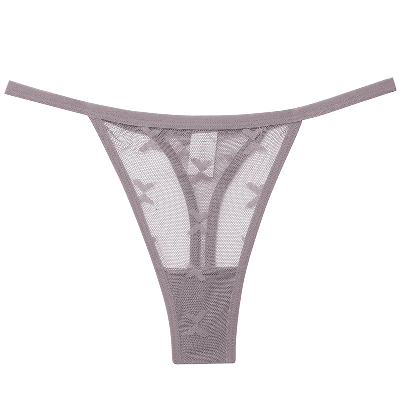 Two transparent mesh G-string panties from The Clothing Company Sydney, seamless thong underwear for women, lingerie set.