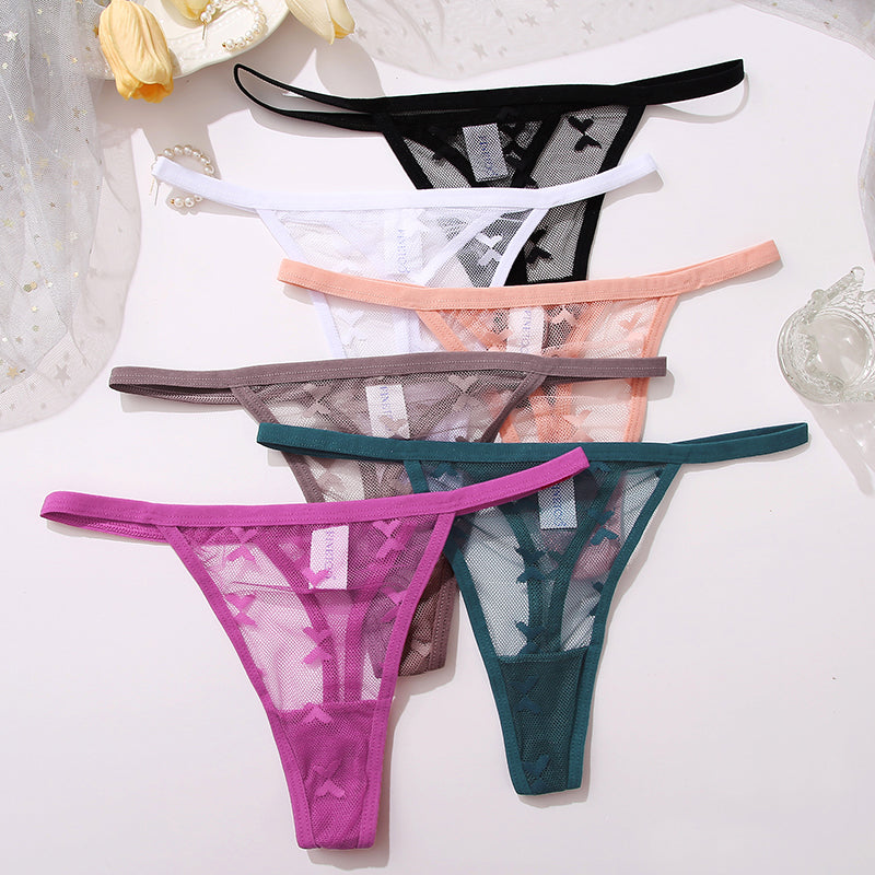 Two pack of transparent mesh G-string panties for women, seamless thong underwear by The Clothing Company Sydney.