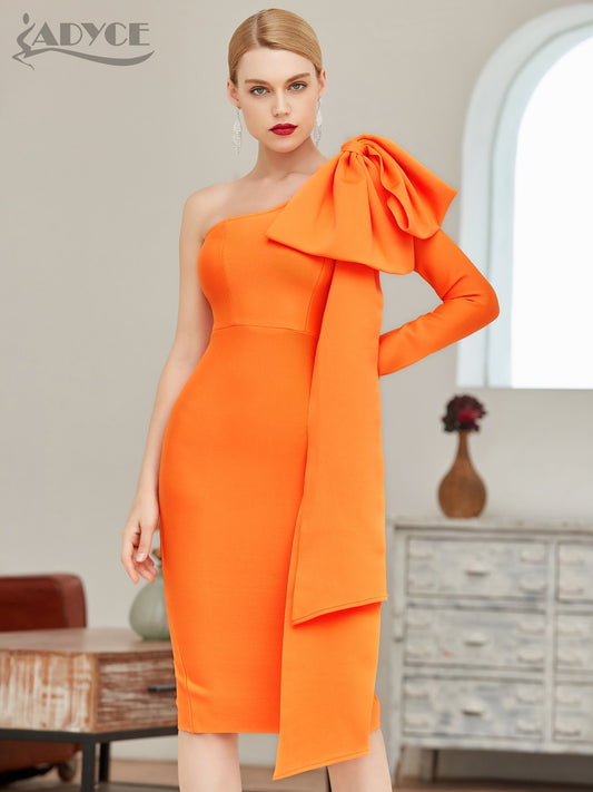 Winter One Shoulder Bodycon Bandage Dres Bow Long Sleeve Club Midi Celebrity Evening Runway Party Dresses The Clothing Company Sydney