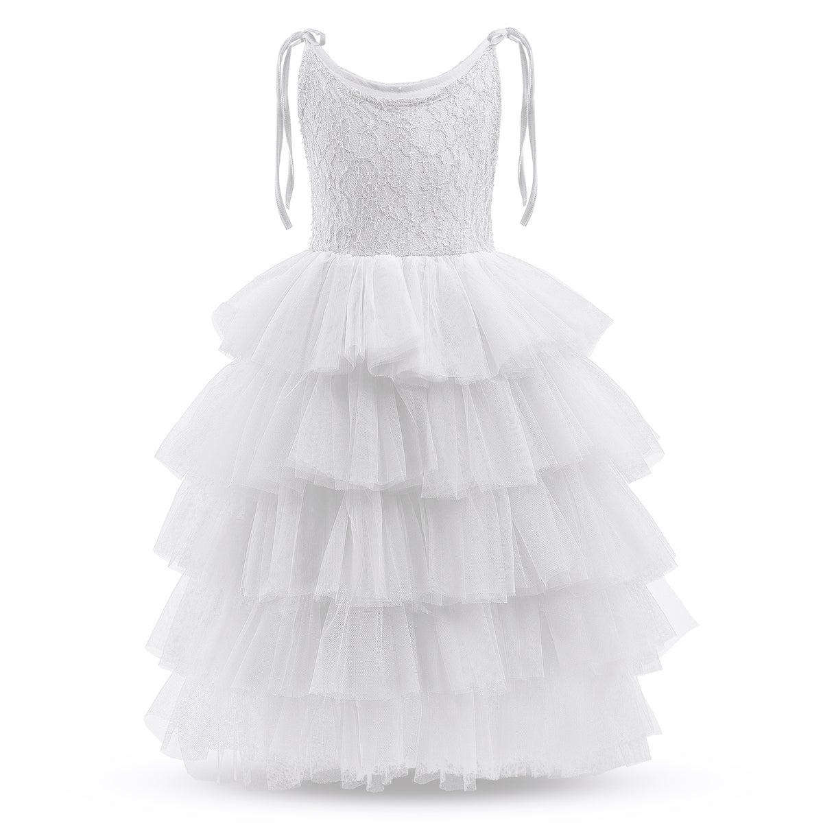 Kids summer princess dress by The Clothing Company Sydney with sleeveless layered tulle, floral accents, perfect for beach or birthday parties.