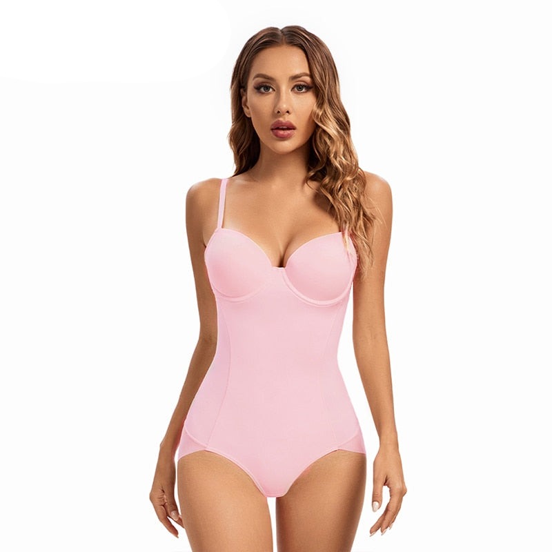 Women's shapewear bodysuit with underwire, waist trainer, modeling straps, and push-up design by The Clothing Company Sydney.