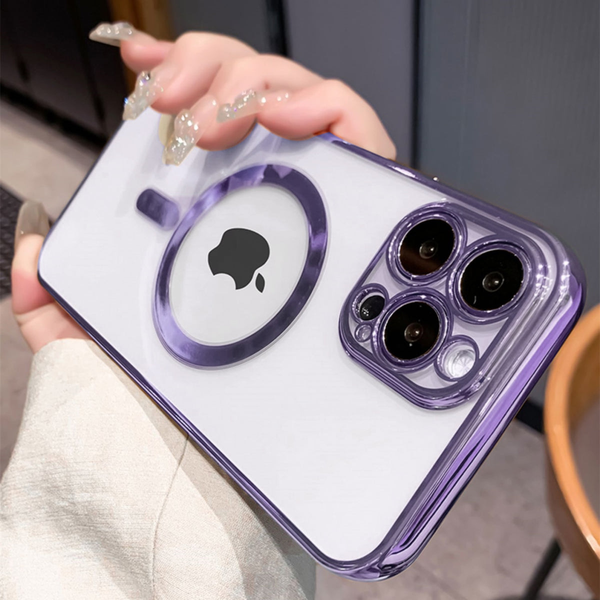 Luxury clear silicone magnetic iPhone case by The Clothing Company Sydney, compatible with MagSafe for iPhone 13, 12, 11, XR, XS Max.
