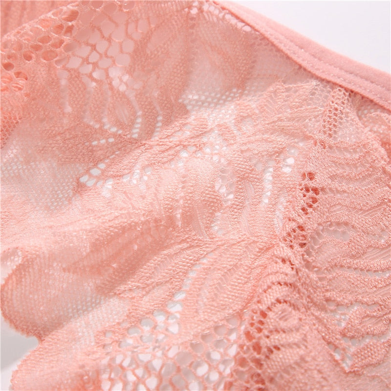 Three lace G-string panties from The Clothing Company Sydney, soft lingerie set with feminine thongs and intimate underwear.
