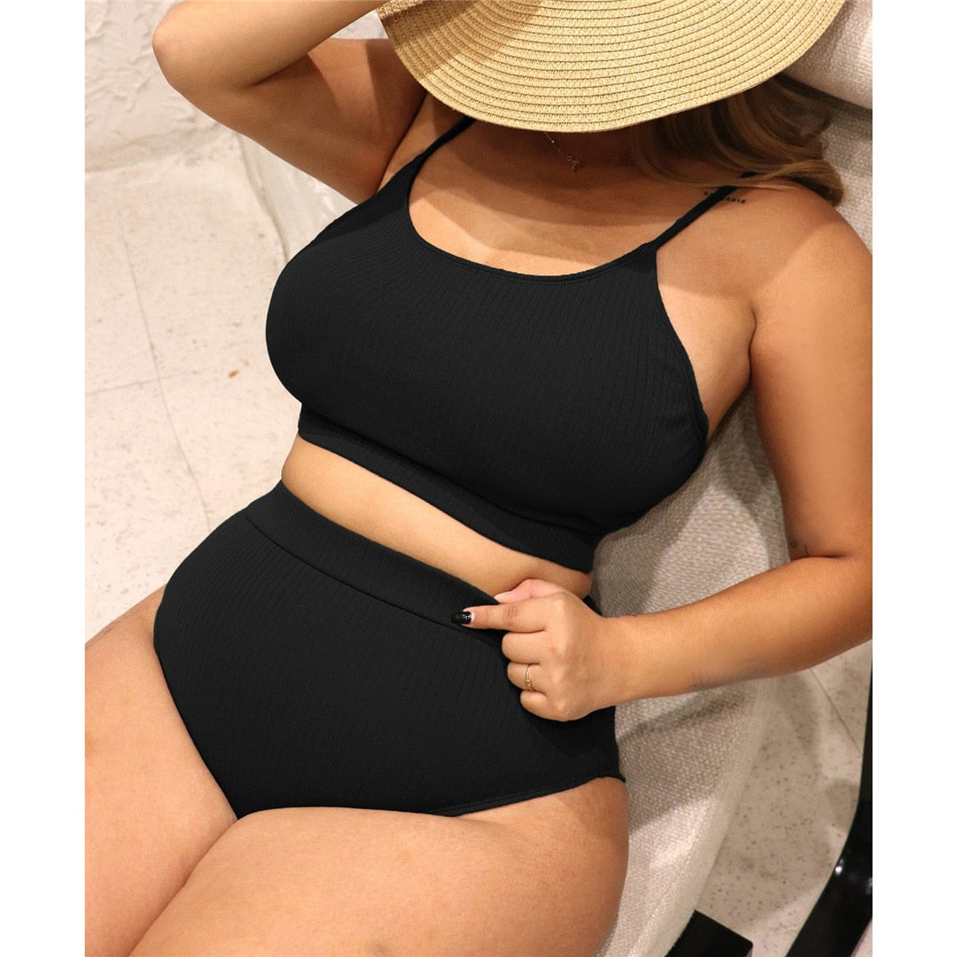 Plus size bikini swimsuit with seven color options, two-piece design, stylish swimwear for women from The Clothing Company Sydney.