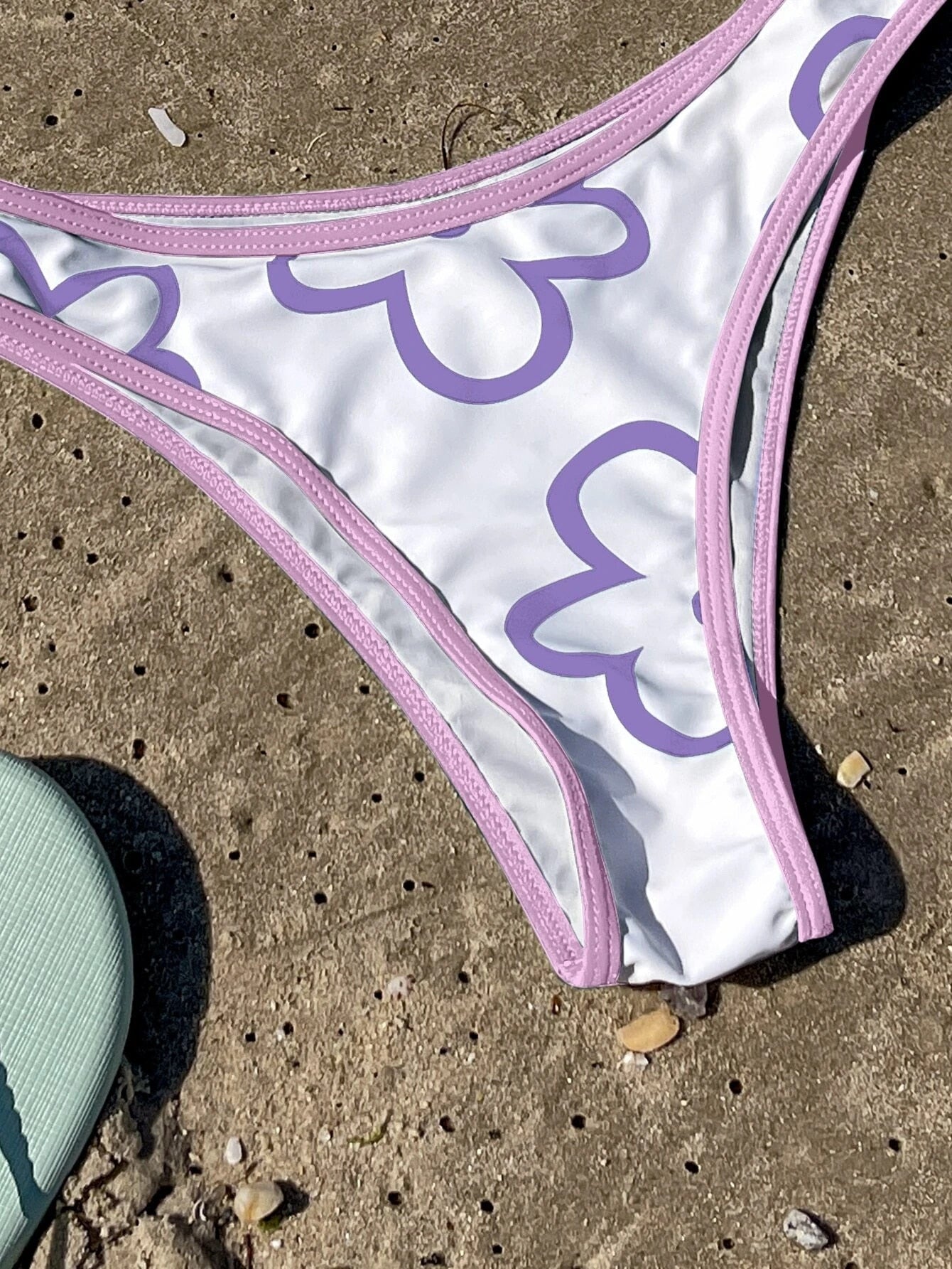 Floral Print Contrast Binding Bandeau Bikini Swimsuit Two Piece Swimwear Bikini Set Summer Beach Bathing Suit The Clothing Company Sydney