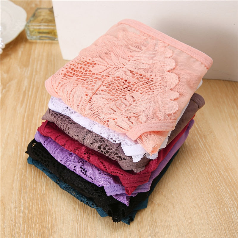 Three-pack lace G-string panties from The Clothing Company Sydney, soft and comfortable lingerie with delicate lace details.