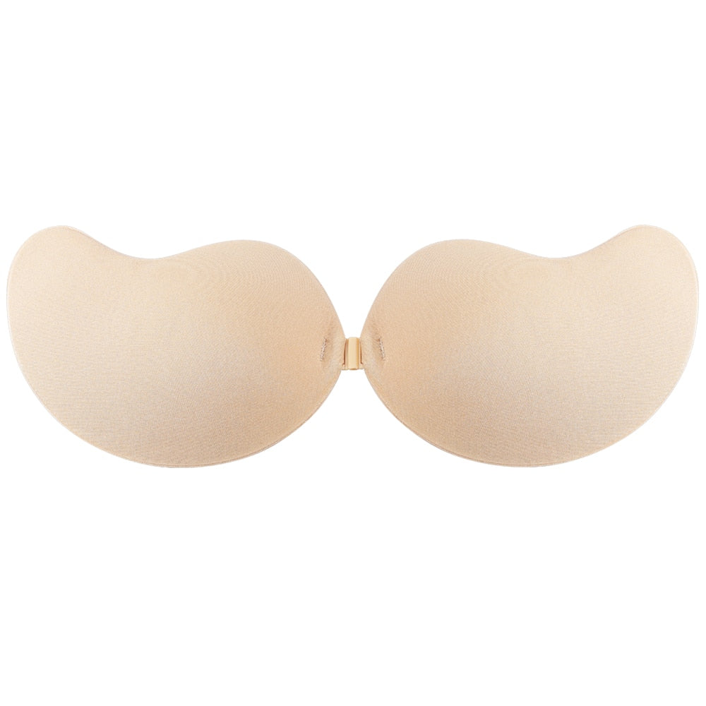 Backless, strapless silicone push-up bra from The Clothing Company Sydney, seamless bralette with front closure and self-adhesive design.
