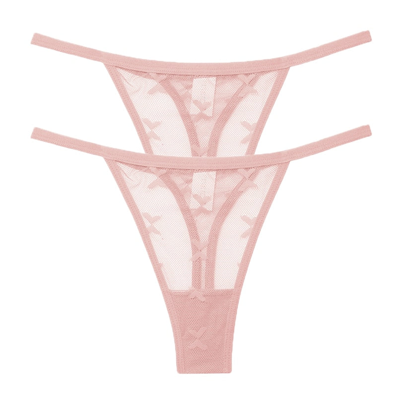 Two pack of transparent mesh G-string panties from The Clothing Company Sydney, seamless and lightweight women's lingerie underwear