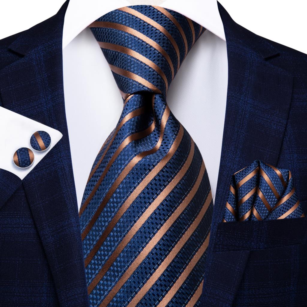 Blue silk business tie with dot pattern, plaid design, and matching cufflinks from The Clothing Company Sydney.