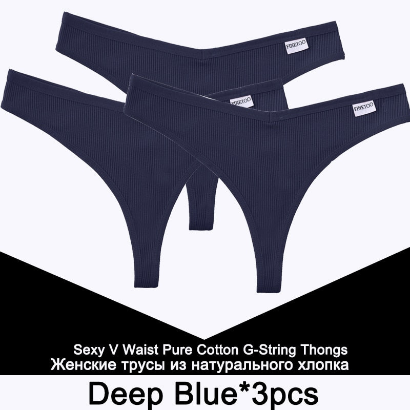 Three cotton V-waist G-String women’s lingerie panties set with T-back design, comfortable and breathable underwear from The Clothing Company Sydney.