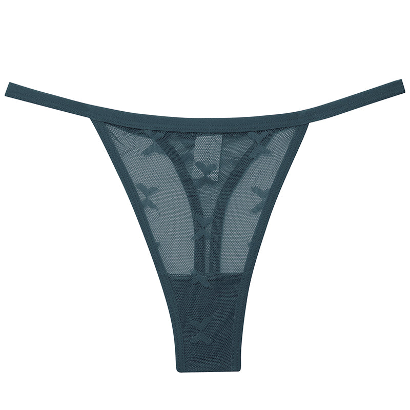 Two pack of transparent mesh G-string panties by The Clothing Company Sydney, seamless thong underwear for women.