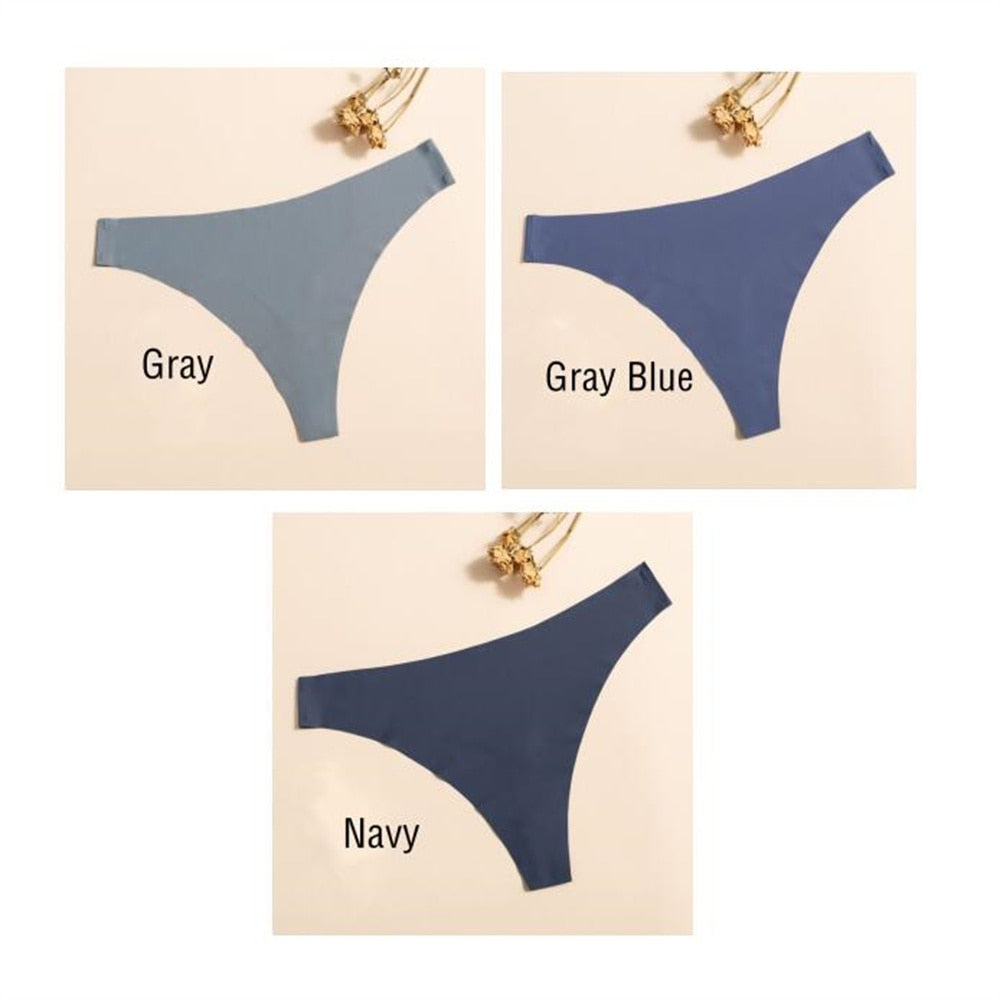 Three-pack of ultra-thin, seamless solid color women's G-string thong underwear from The Clothing Company Sydney.