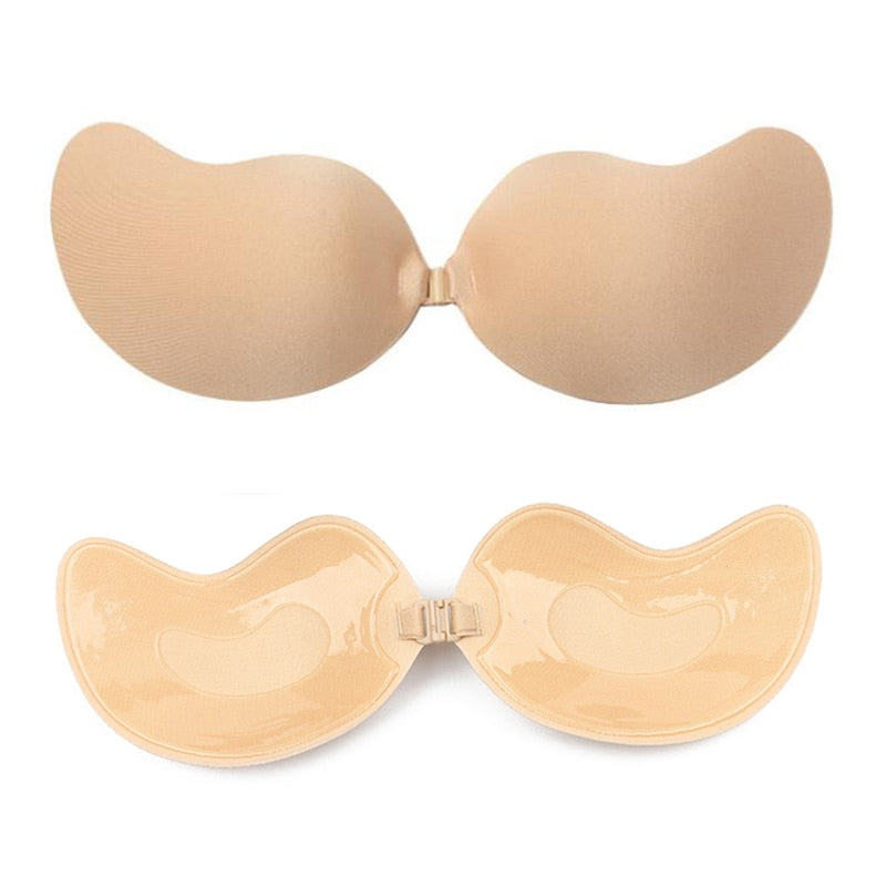 Silicone chest stickers and lift-up bra by The Clothing Company Sydney, featuring self-adhesive, strapless, and transparent breast petals.