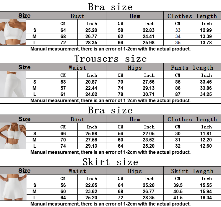 Women's yoga set with high waist leggings, skirt, and sports bra from The Clothing Company Sydney, ideal for gym and workout fitness.