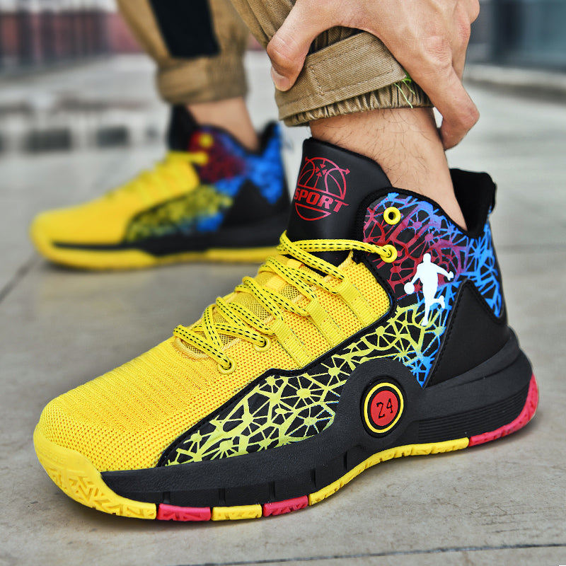 Kids basketball sneakers by The Clothing Company Sydney, breathable and comfortable sports shoes for boys and girls, suitable for active play.