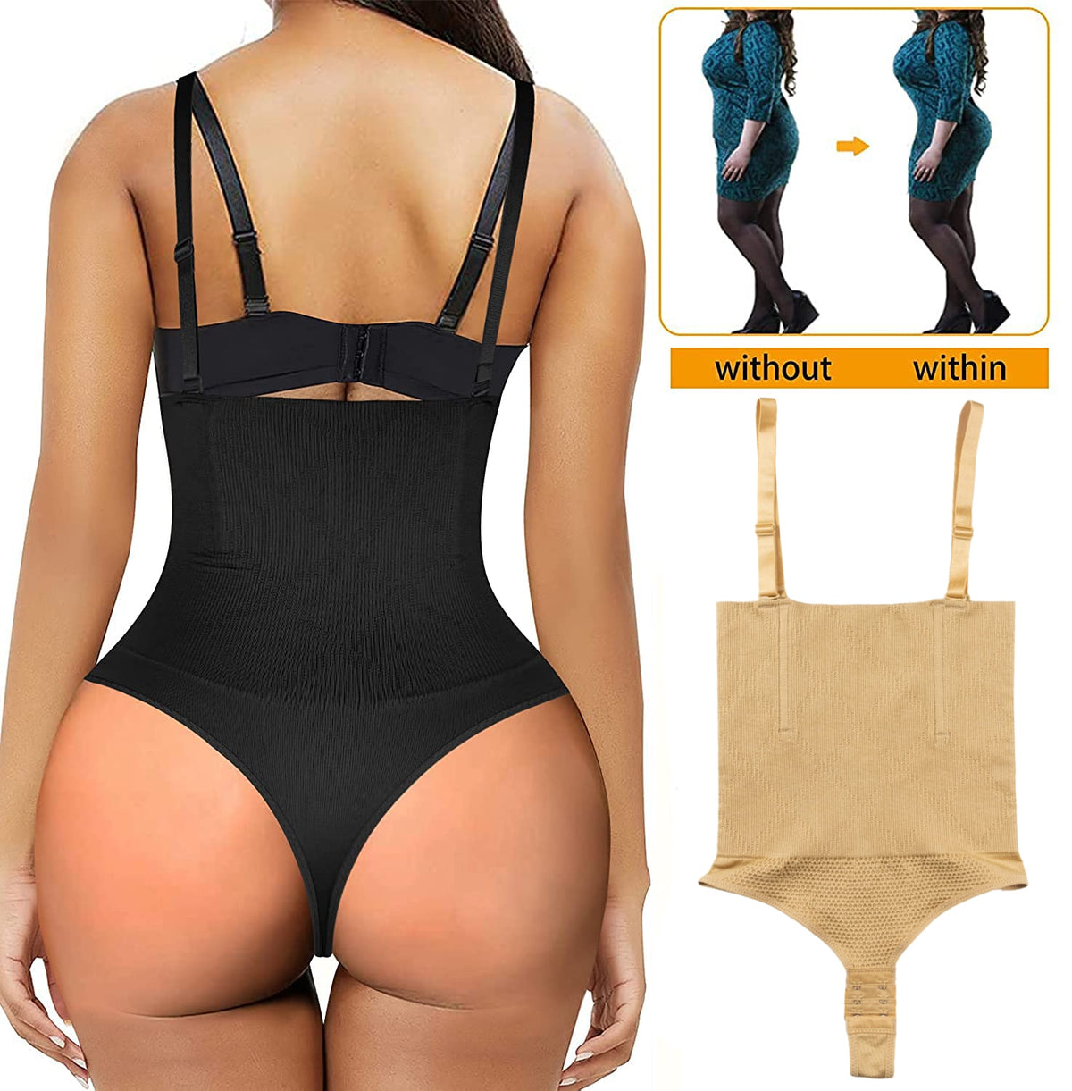 Seamless body shapewear thong waist trainer corset from The Clothing Company Sydney, open bust design, undergarment for slimming and shaping.