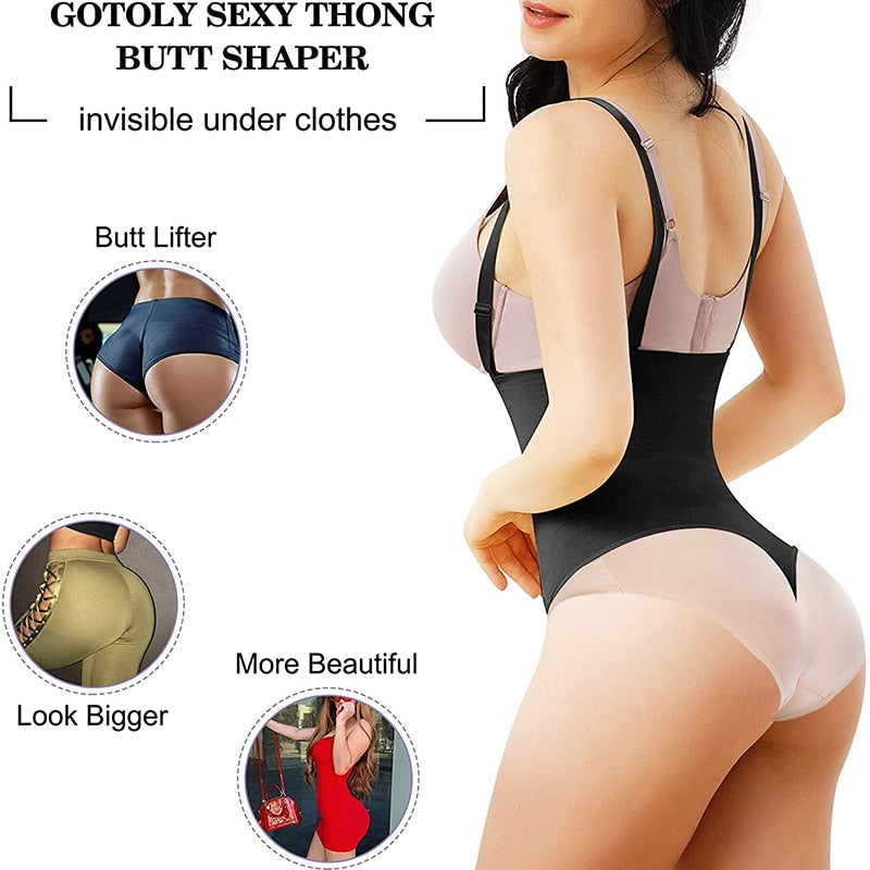 Seamless body shapewear thong waist trainer corset with open bust by The Clothing Company Sydney, showing smooth fit and open bust design.