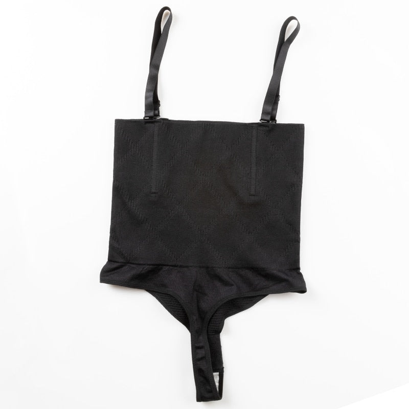 Seamless body shapewear thong waist trainer corset with open bust from The Clothing Company Sydney, designed for slimming and support.