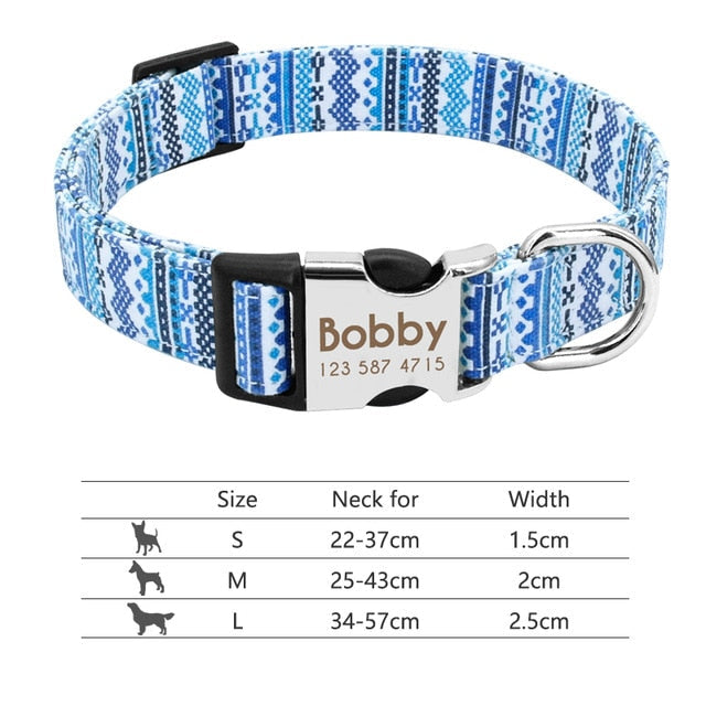 Nylon Personalized Pet Collar Engraved ID Tag Nameplate Reflective for Small Medium Large Dogs The Clothing Company Sydney