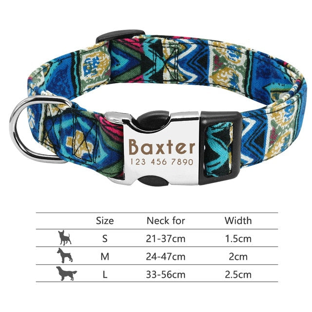 Nylon Personalized Pet Collar Engraved ID Tag Nameplate Reflective for Small Medium Large Dogs The Clothing Company Sydney
