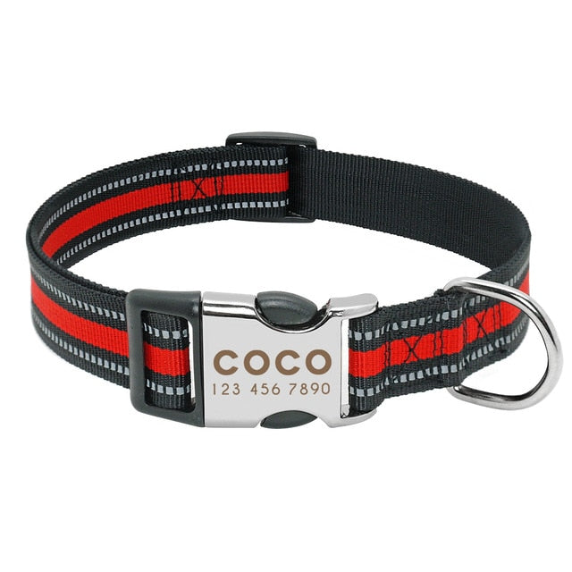 Nylon Personalized Pet Collar Engraved ID Tag Nameplate Reflective for Small Medium Large Dogs The Clothing Company Sydney