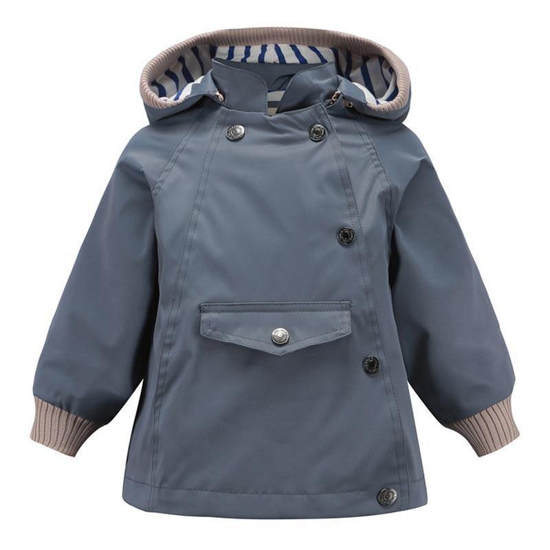 Kids waterproof hooded windbreaker jacket with pockets, cotton lining, suitable for boys and girls, by The Clothing Company Sydney.