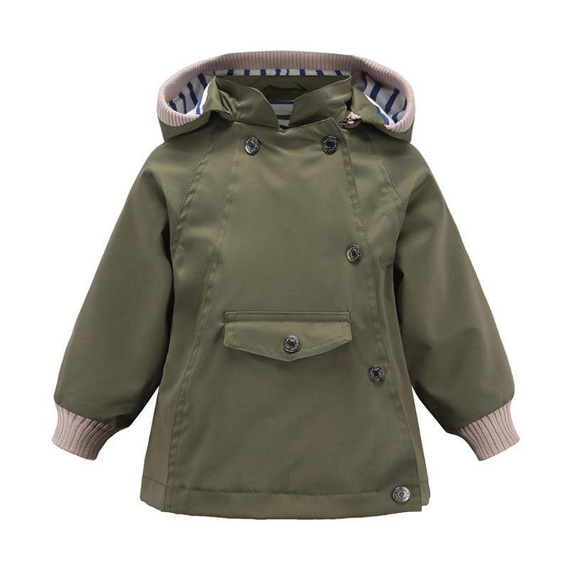 Kids waterproof hooded windbreaker jacket with pockets, cotton lining, suitable for boys and girls by The Clothing Company Sydney.