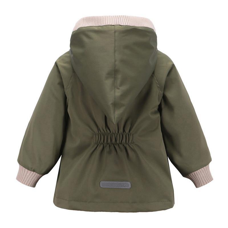 Kids waterproof hooded windbreaker jacket with pockets, cotton-lined, suitable for boys and girls, by The Clothing Company Sydney.
