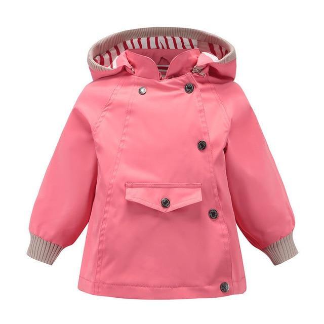 Kids waterproof hooded windbreaker jacket with pockets, cotton lining, suitable for boys and girls, by The Clothing Company Sydney.