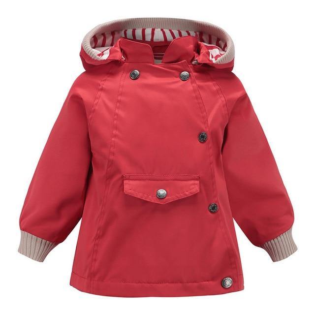 Kids waterproof hooded windbreaker jacket with pockets, cotton lining, suitable for boys and girls, by The Clothing Company Sydney.