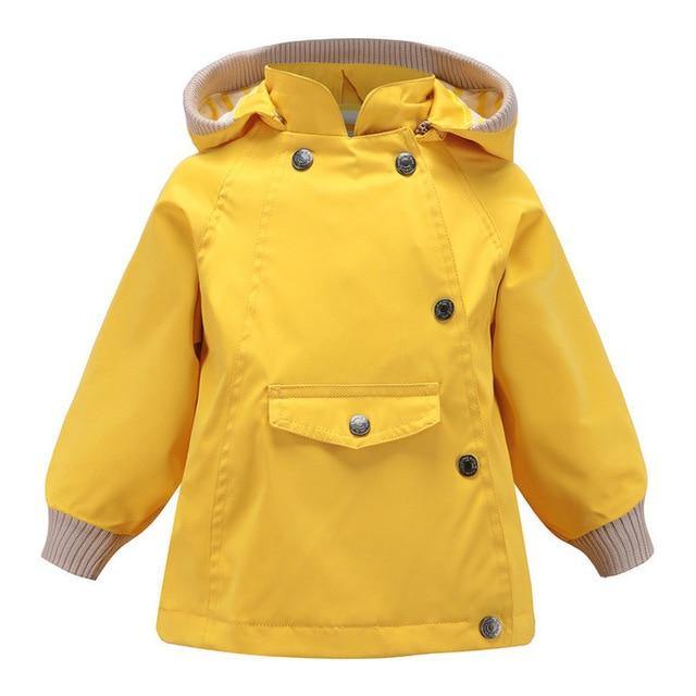 Children's waterproof hooded windbreaker jacket with pockets, cotton lining, suitable for boys and girls by The Clothing Company Sydney.