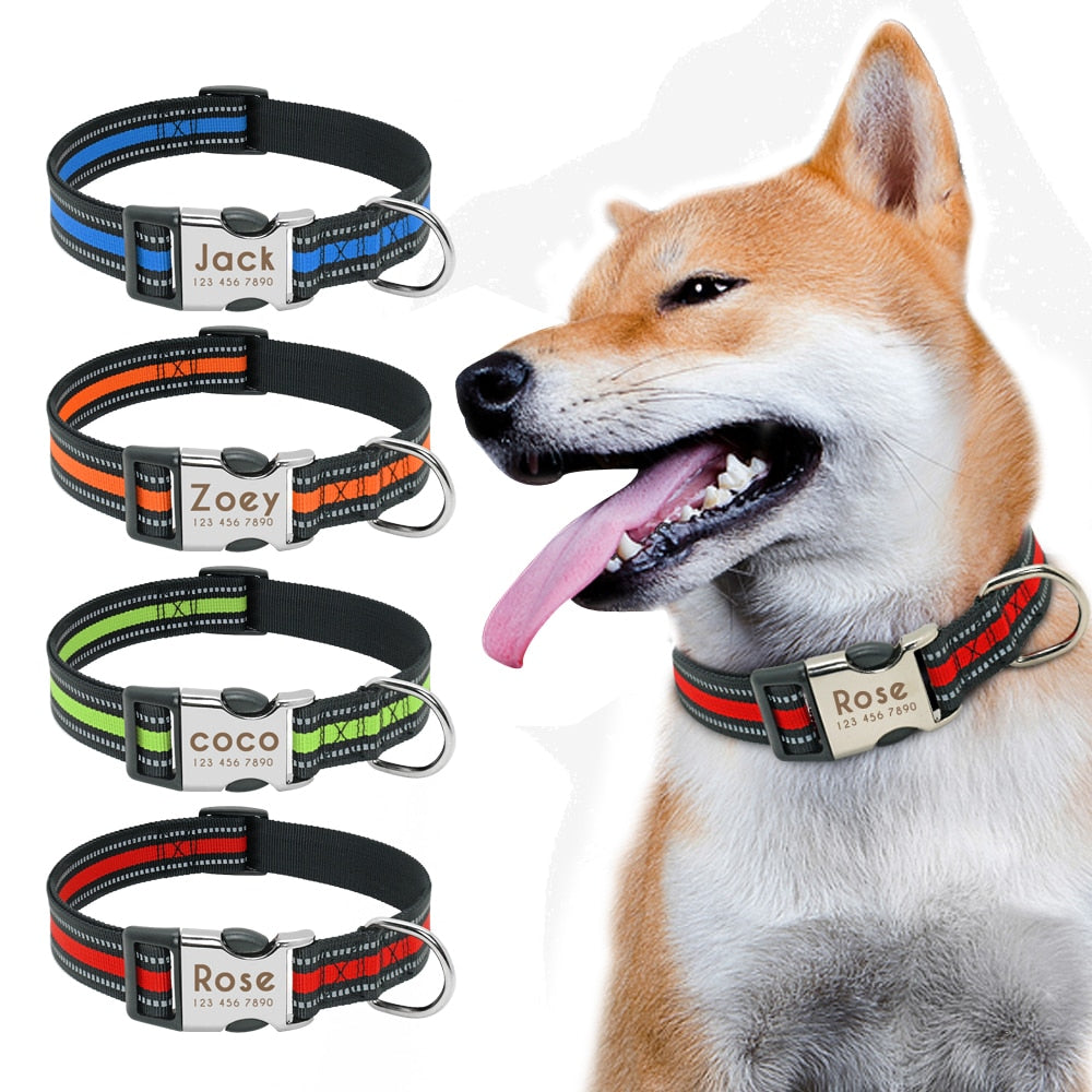 Nylon Personalized Pet Collar Engraved ID Tag Nameplate Reflective for Small Medium Large Dogs The Clothing Company Sydney