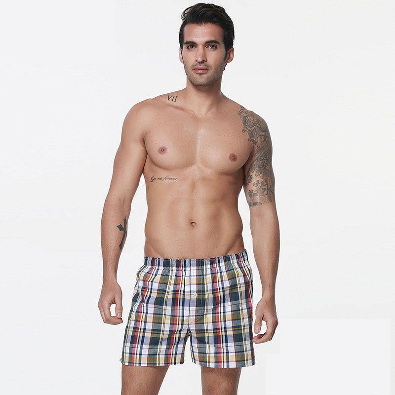 Five pairs of men's thin cotton summer underwear by The Clothing Company Sydney, breathable plaid boxer shorts in plus size.