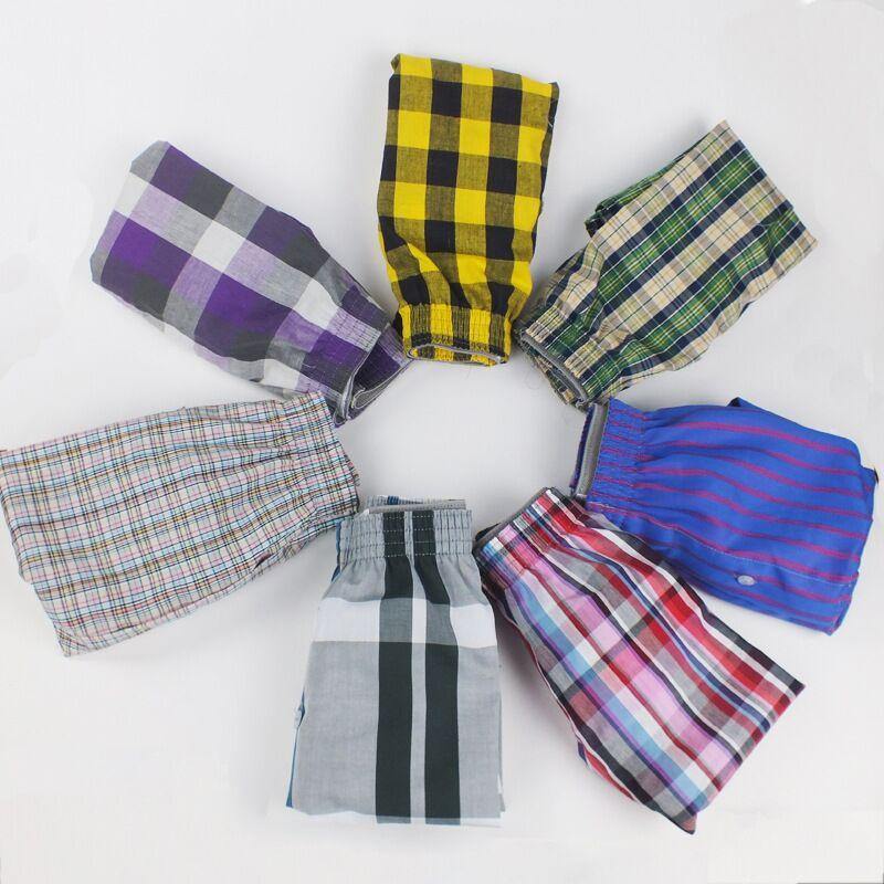 Five pairs of men's cotton breathable plaid summer underwear by The Clothing Company Sydney, flexible plus size boxer shorts.