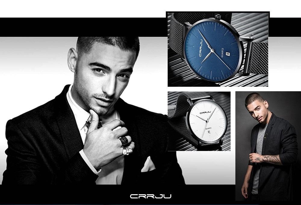 Men's Luxury Blue Waterproof Ultra Thin Date Simple Casual Quartz Watch The Clothing Company Sydney