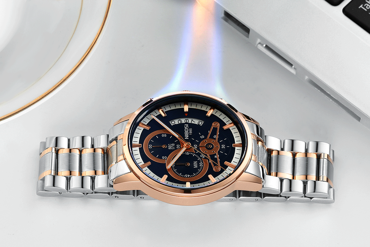 Luxury sports quartz watch by The Clothing Company Sydney, water-resistant watch with a sleek design and durable strap.