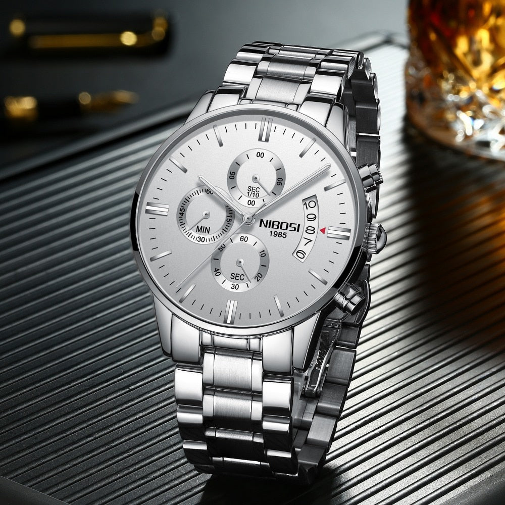 Luxury sports quartz water-resistant watch by The Clothing Company Sydney showing a sleek black dial and durable strap
