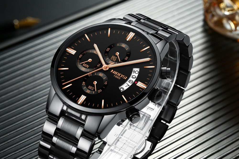 Luxury sports quartz watch by The Clothing Company Sydney, water-resistant with a sleek design and durable strap.