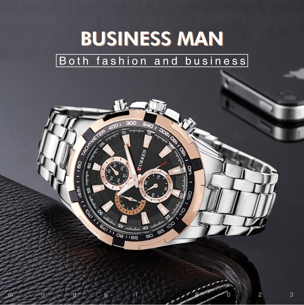 Men's quartz military-style waterproof watch by The Clothing Company Sydney, featuring an analog display and sporty design.