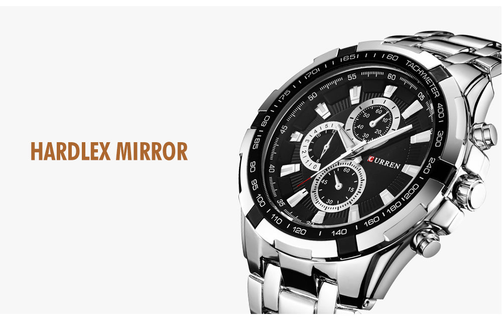 Men's quartz military-style waterproof analog watch by TopBrand, featuring a rugged design and sports-inspired details.